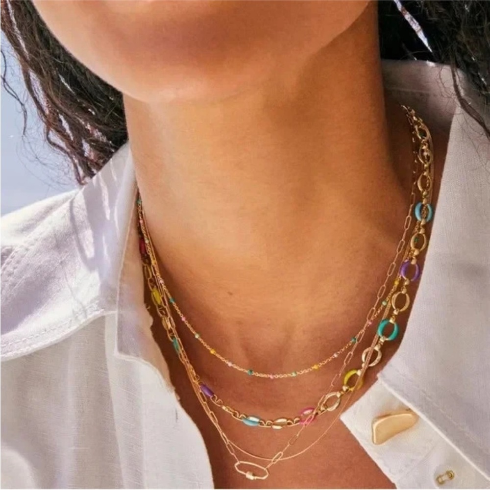 Kendra Scott Kelsey Gold Chain‎ Necklace in Multicolor Rainbow Mix NWT $85 - Picture 4 of 4